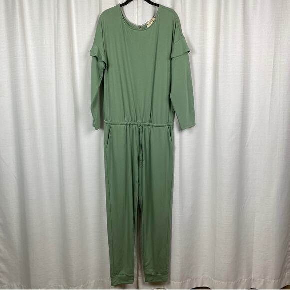 Matilda Jane Mint Green Long Sleeve Resting Day Pocket Knit Jumpsuit Sz.L - Picture 4 of 14